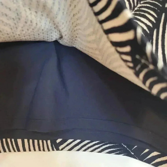 Ann Taylor Women's Navy & Cream Cotton/Spandex Palm Leaf Print Lined Mini Pencil - Picture 7 of 11